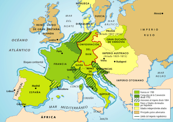 Resultado de imagen de mapa bloqueo continental napoleón